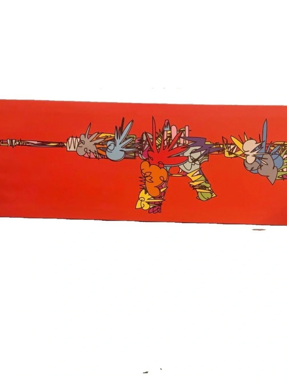 TECHNODROME1 AK47 Pop Art Canvas Print 48” x 16” Red Graffiti Contemporary Art